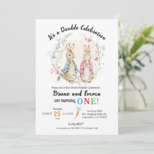 Double Birthday Celebration Siblings  Invitation