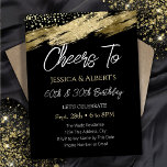 Double Birthday Gold and Black Cheers To Invitation<br><div class="desc">Faux gold and black template design. Adjustable for any age adult save the date birthday party invitations. Digital Download printable invite
Cheers to any age</div>