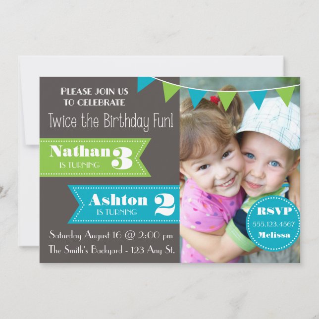 Double Birthday Party Invite (Boy/Boy) (Front)