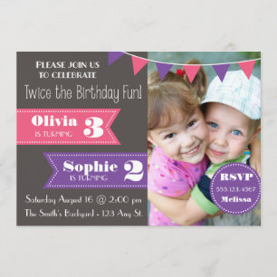 Double Birthday Party Invite (Girl/Girl)