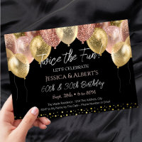 Double Birthday Rose Gold and Gold Balloons