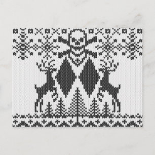 Double Black Diamond Crossbones Ugly Sweater Style Postcard