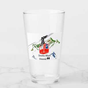 Double Black Diamond Skiing Pint Glass