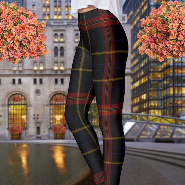 Double Black Red Yellow Giant Tartan Plaid Leggings (Creator Uploaded)