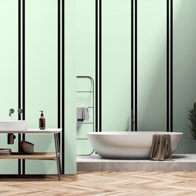 Double Black Stripes On Pale Green  Wallpaper (Bathroom)