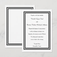 Double Black Trim - 3x5 Wedding Invitation