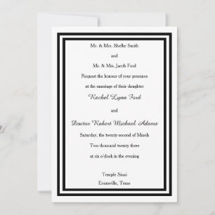Double Black Trim - 5x7 Wedding Invitation