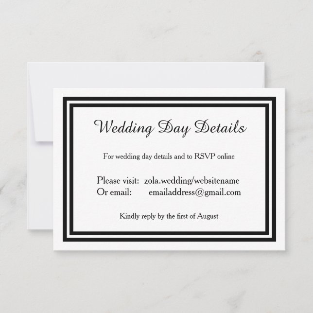 Double Black Trim- Wedding Day Details Invitation (Front)