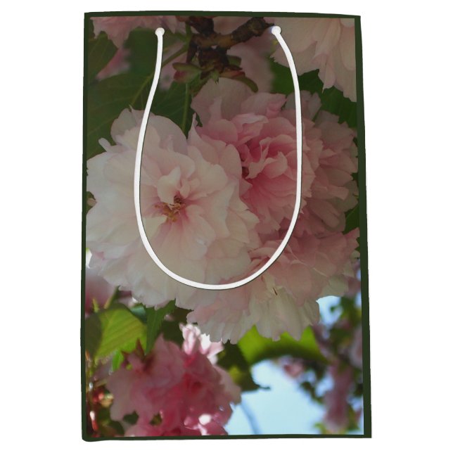Double Blossoming Cherry Tree I Spring Floral Medium Gift Bag (Front)