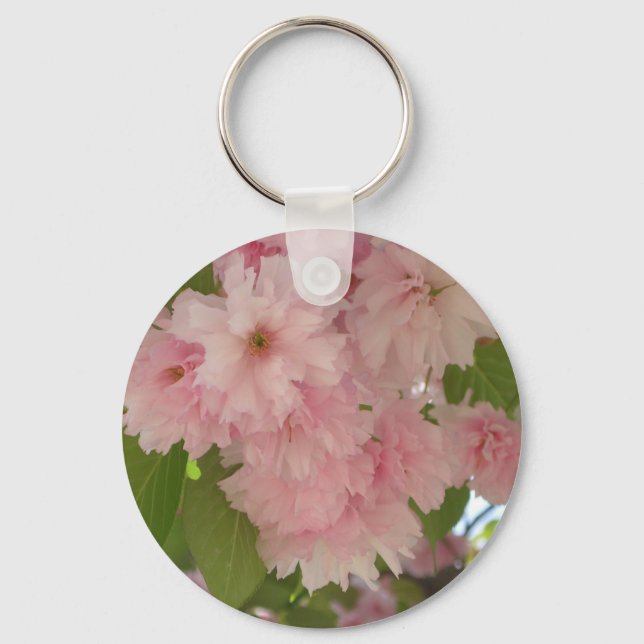 Double Blossoming Cherry Tree II Spring Floral Key Ring (Front)