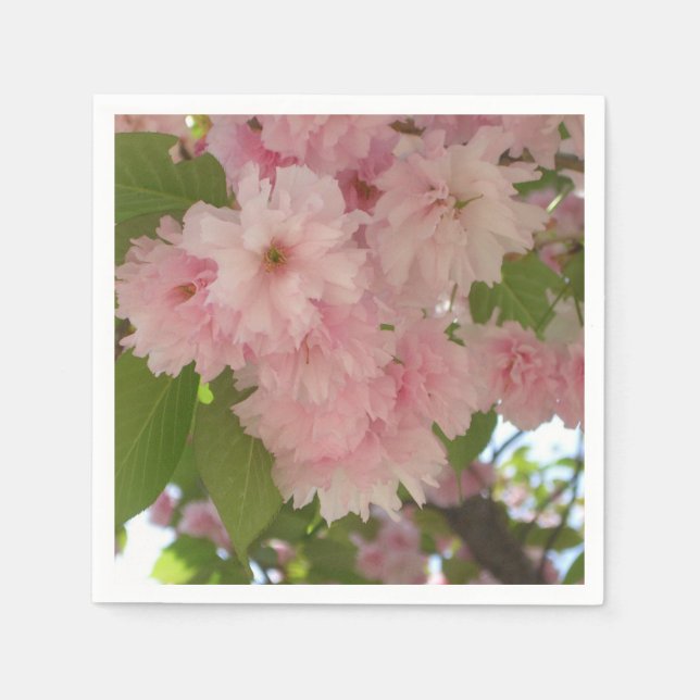 Double Blossoming Cherry Tree II Spring Floral Napkin (Front)