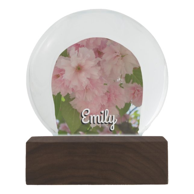 Double Blossoming Cherry Tree II Spring Floral Snow Globe (Front)
