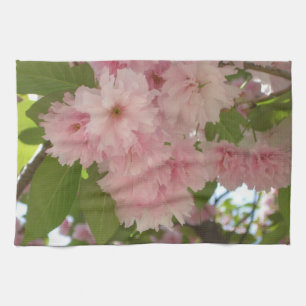 Double Blossoming Cherry Tree II Spring Floral Tea Towel