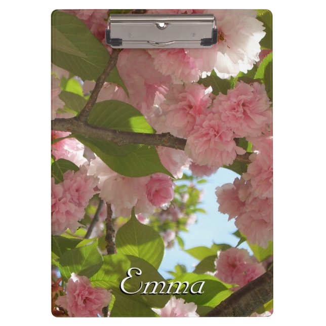 Double Blossoming Cherry Tree III Spring Floral Clipboard (Front)