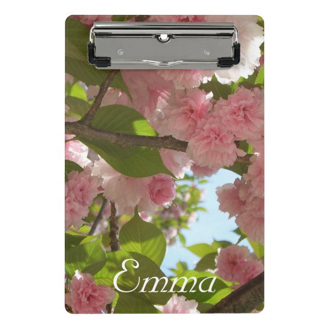 Double Blossoming Cherry Tree III Spring Floral Mini Clipboard (Front)