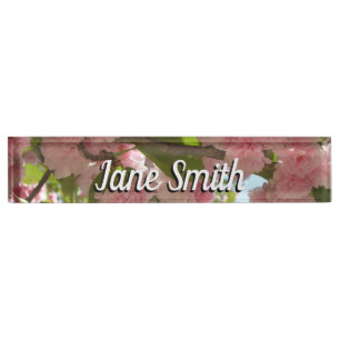 Double Blossoming Cherry Tree III Spring Floral Nameplate