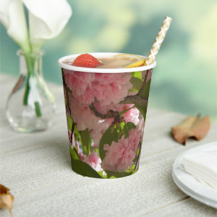 Double Blossoming Cherry Tree III Spring Floral Paper Cups