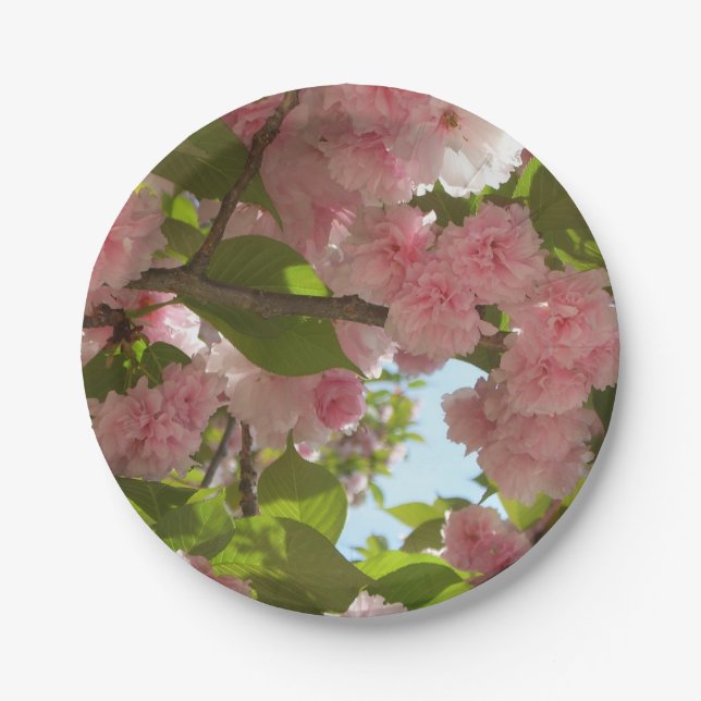 Double Blossoming Cherry Tree III Spring Floral Paper Plate (Front)