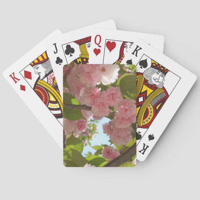 Double Blossoming Cherry Tree III Spring Floral Playing Cards (Back)