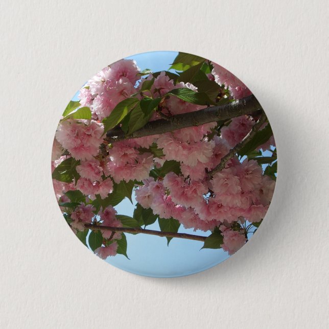 Double Blossoming Cherry Tree IV Spring 6 Cm Round Badge (Front)