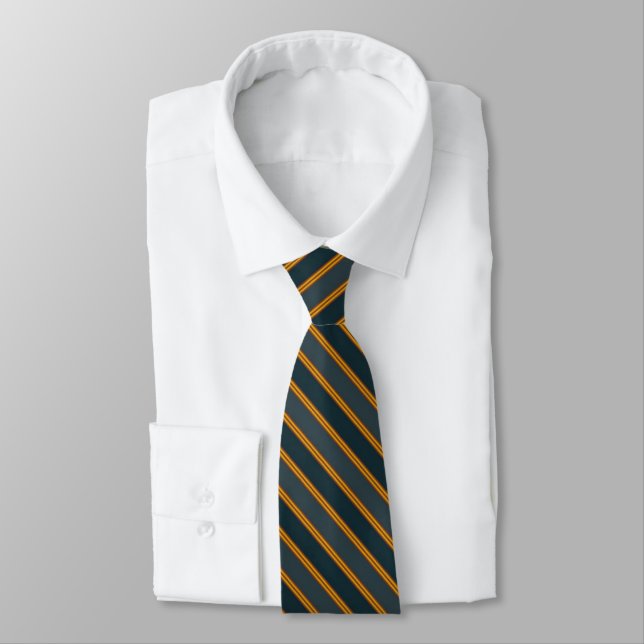 Double Blue Diagonal Stripe Tie (Tied)