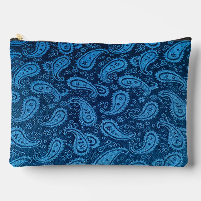 “Double Blue Paisley  ” Cosmetic Accessory Pouch (Front)