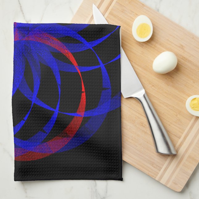 Double Blueberry Accent Geometric Kitchen Towel (Quarter Fold)
