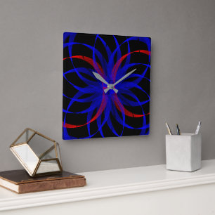 Double Blueberry Color Accent Geometric Wall Clock