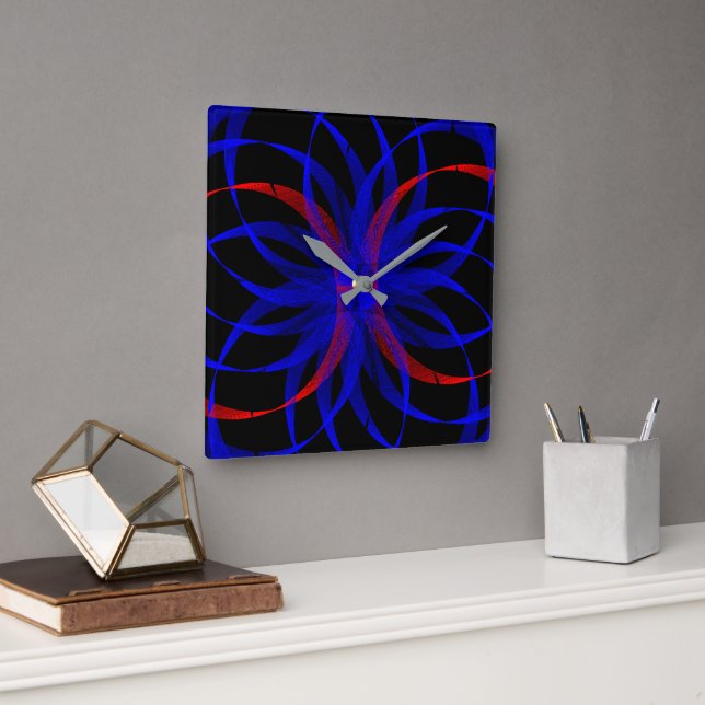 Double Blueberry Color Accent Geometric Wall Clock (Office)
