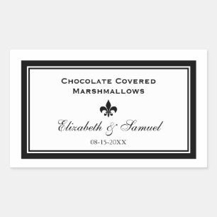 Double border fleur de lis wedding reception candy rectangular sticker