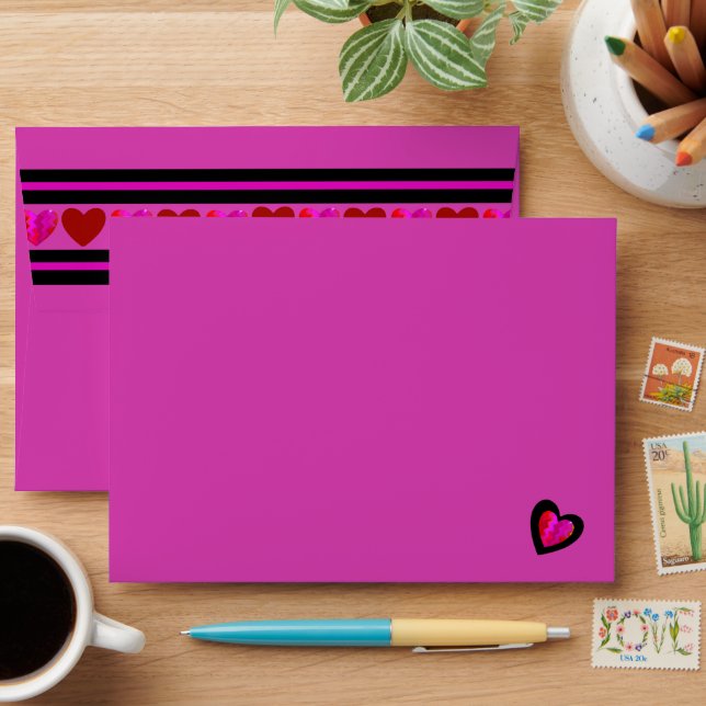 Double border heart lines envelope (Desk)