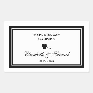Double border maple leaf wedding reception candy rectangular sticker