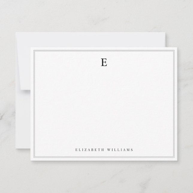 Double Border Simple Elegant Monogram Letter Card (Front)