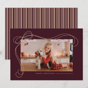 Double bow ribbon design Christmas photo Holiday Card