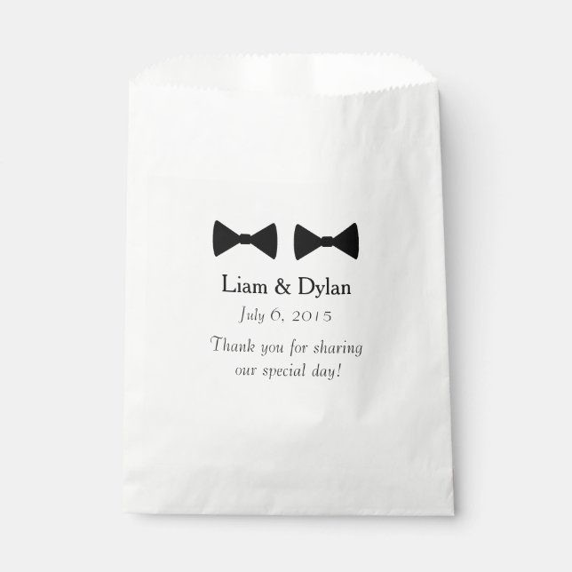 "Double Bow Tie" Personalised Favour Bags (Front)