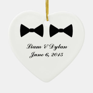 "Double Bow Ties" Heart Ornament
