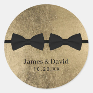 Double Bow Ties Modern Gold Gay Wedding Seal