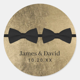 Double Bow Ties Modern Gold Gay Wedding Seal