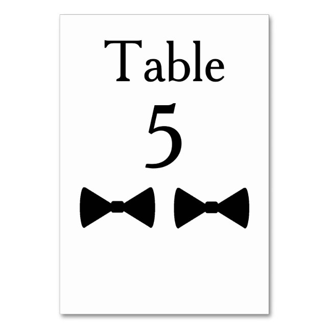 "Double Bow Ties" Table Cards (Front)