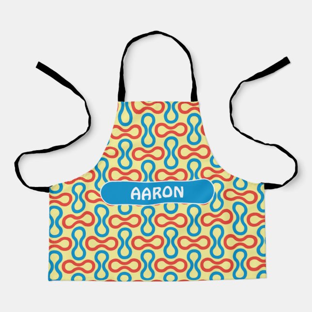 Double Bubble Cream Blue Minimal Pattern Apron (Front)