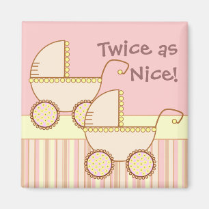 Double Carriage Twin Girls Magnet