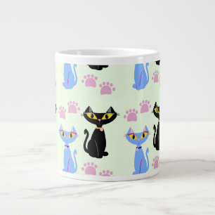 Double Cat Pattern Large Coffee Mug