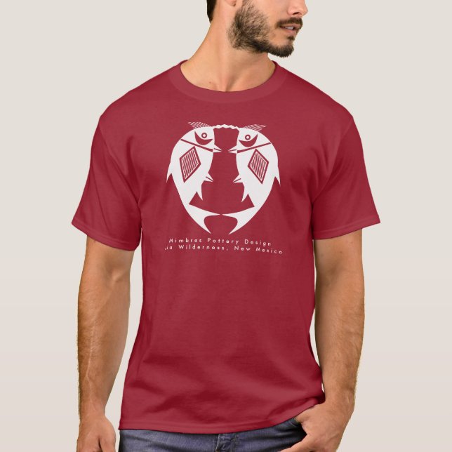 Double Catfish Mimbres Pottery Design T-Shirt (Front)