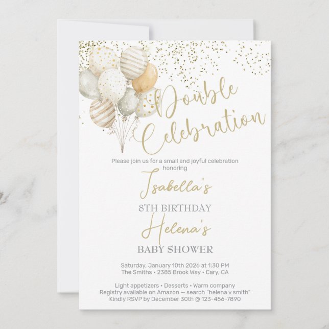 Double celebration birthday & baby shower invite. invitation (Front)