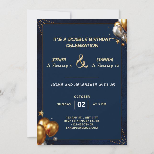 Double Celebration Birthday Invitation (Front)