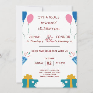 Double Celebration Birthday Invitation