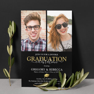Double Celebration Graduation Party Graduate Photo Invitation