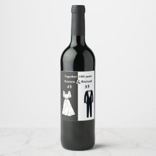 Double Celebration Joint Birthday 100 Year Wine Label