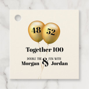 Double Celebration Joint Birthday Gold and Black Favour Tags