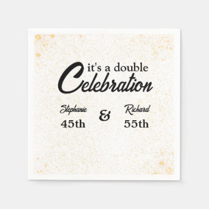 Double Celebration Joint Birthday Gold White Napkin